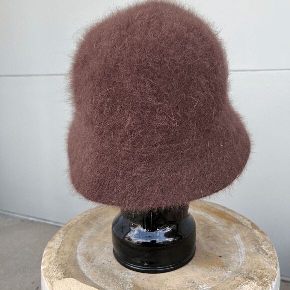 Vintage 80% Angora Brown Fuzzy Bucket Hat – One Size Fits Most - Picture 2 of 7